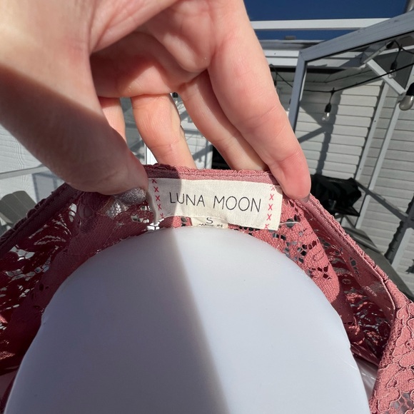 Luna Moon Small Blush Lace Top with Matching Cami - Picture 5 of 5